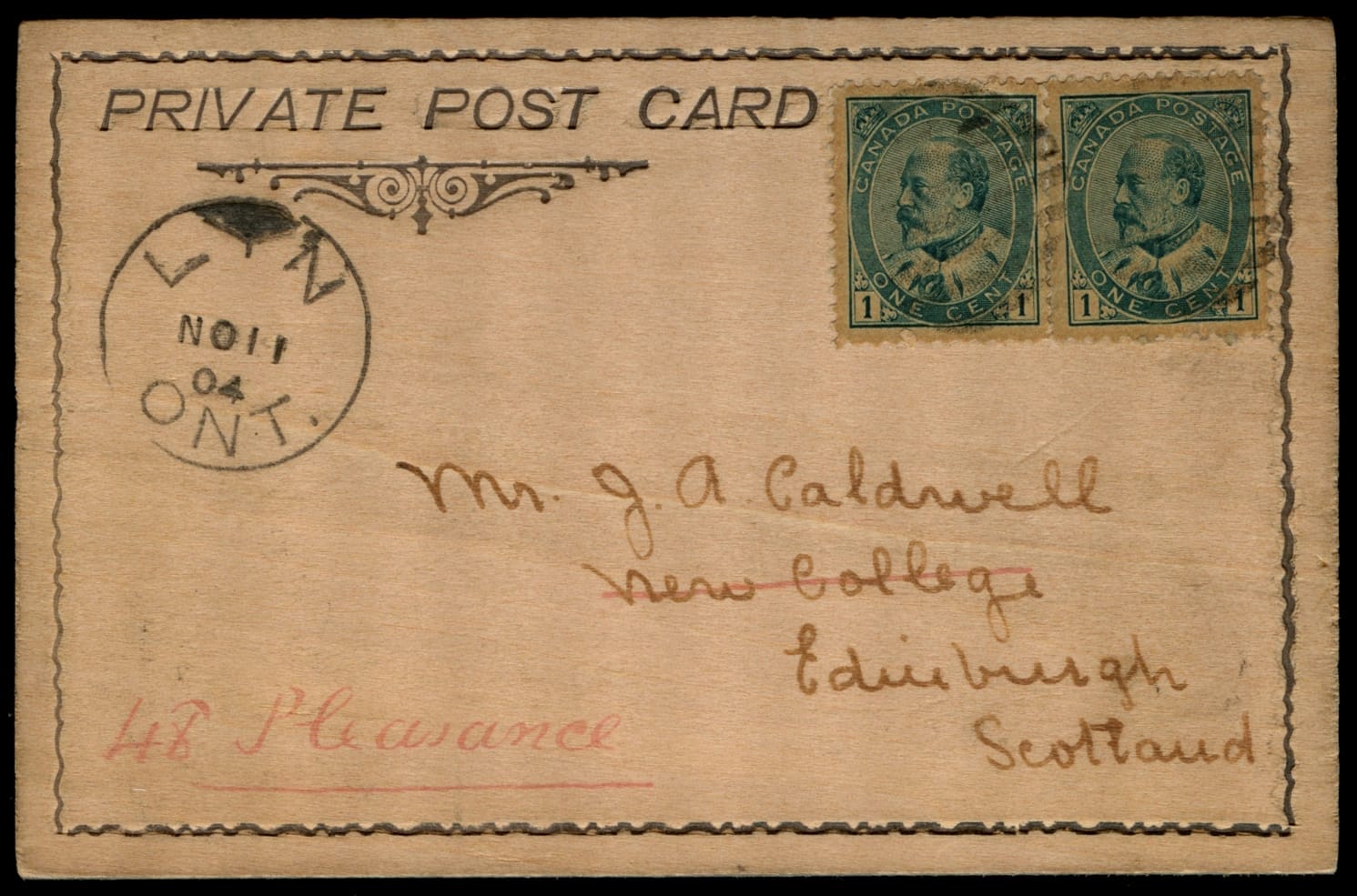 1904 2c Empire letter rate. Thick postcard not allowed (had to be ...